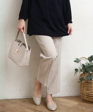 OLLFD25089 eur3(エウルキューブ) 【WEB先行販売】【シリーズ累計販売2万枚！/大きいサイズ】さらさらストレッチテーパードパンツ グレージュ(89)