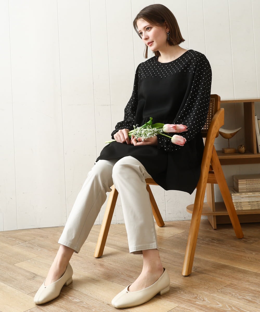 OLLFD25089 eur3(エウルキューブ) 【WEB先行販売】【シリーズ累計販売2万枚！/大きいサイズ】さらさらストレッチテーパードパンツ グレージュ(89)