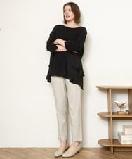 OLLFD25089 eur3(エウルキューブ) 【シリーズ累計販売2万枚！/大きいサイズ】さらさらストレッチテーパードパンツ グレージュ(89)