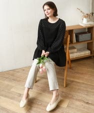 OLLFD25089 eur3(エウルキューブ) 【シリーズ累計販売2万枚！/大きいサイズ】さらさらストレッチテーパードパンツ グレージュ(89)