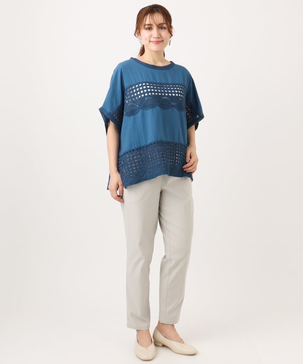 OLLFD25089 eur3(エウルキューブ) 【シリーズ累計販売2万枚！/大きいサイズ】さらさらストレッチテーパードパンツ グレージュ(89)