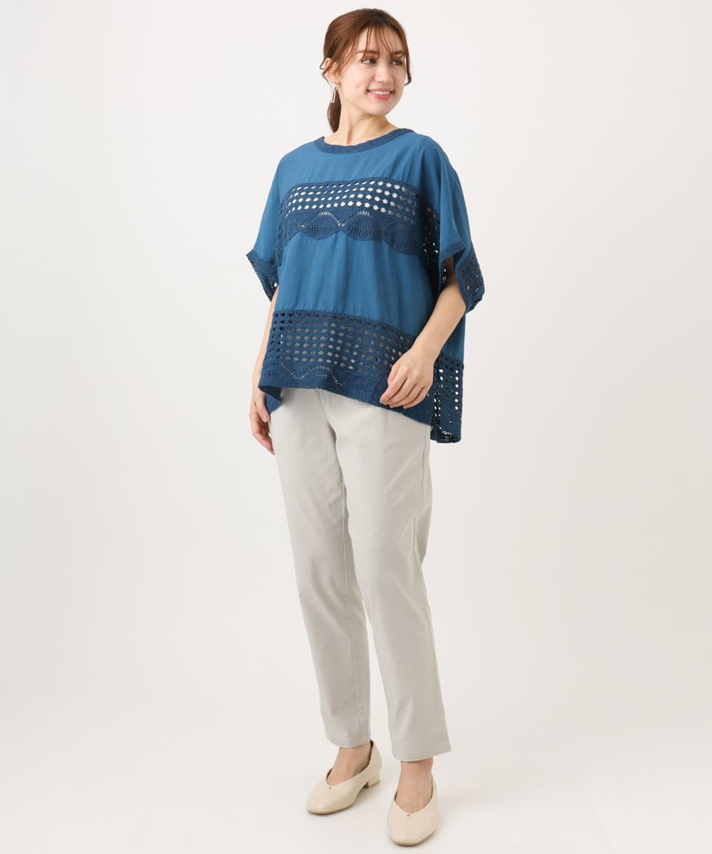 OLLFD25089 eur3(エウルキューブ) 【シリーズ累計販売2万枚！/大きいサイズ】さらさらストレッチテーパードパンツ グレージュ(89)