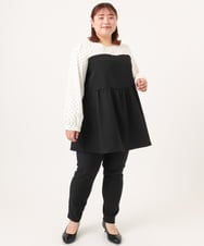 OLLFD25089 eur3(エウルキューブ) 【WEB先行販売】【シリーズ累計販売2万枚！/大きいサイズ】さらさらストレッチテーパードパンツ ブラック(94)