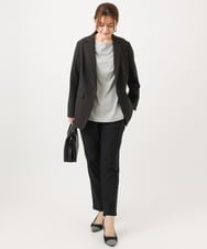 OLLFD25089 eur3(エウルキューブ) 【シリーズ累計販売2万枚！/大きいサイズ】さらさらストレッチテーパードパンツ ブラック(94)