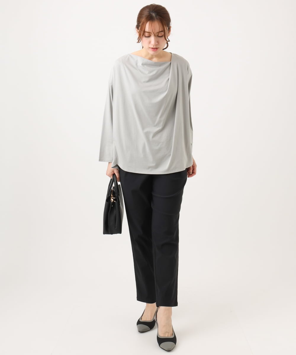 OLLFD25089 eur3(エウルキューブ) 【シリーズ累計販売2万枚！/大きいサイズ】さらさらストレッチテーパードパンツ ブラック(94)