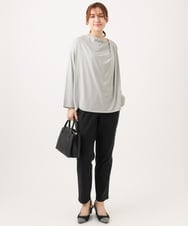 OLLFD25089 eur3(エウルキューブ) 【シリーズ累計販売2万枚！/大きいサイズ】さらさらストレッチテーパードパンツ ブラック(94)