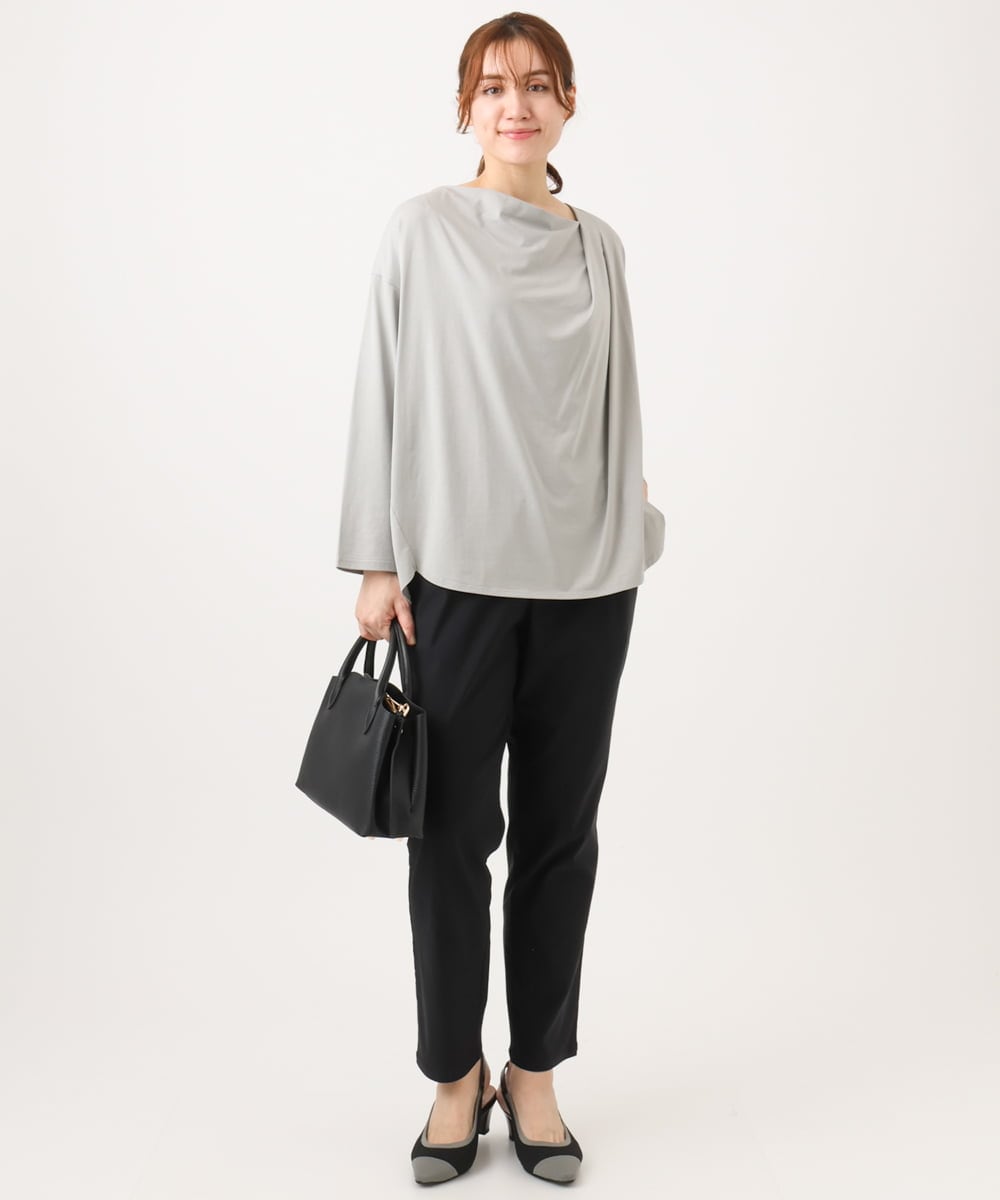 OLLFD25089 eur3(エウルキューブ) 【シリーズ累計販売2万枚！/大きいサイズ】さらさらストレッチテーパードパンツ ブラック(94)