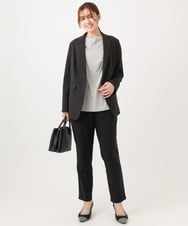 OLLFD25089 eur3(エウルキューブ) 【シリーズ累計販売2万枚！/大きいサイズ】さらさらストレッチテーパードパンツ ブラック(94)