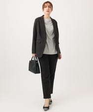 OLLFD25089 eur3(エウルキューブ) 【シリーズ累計販売2万枚！/大きいサイズ】さらさらストレッチテーパードパンツ ブラック(94)