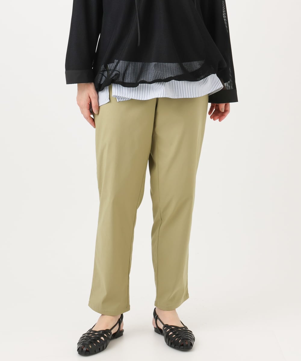 OLLFD27089 eur3(エウルキューブ) 【大きいサイズ】さらさらストレッチストレートパンツ ライトグリーン(30)