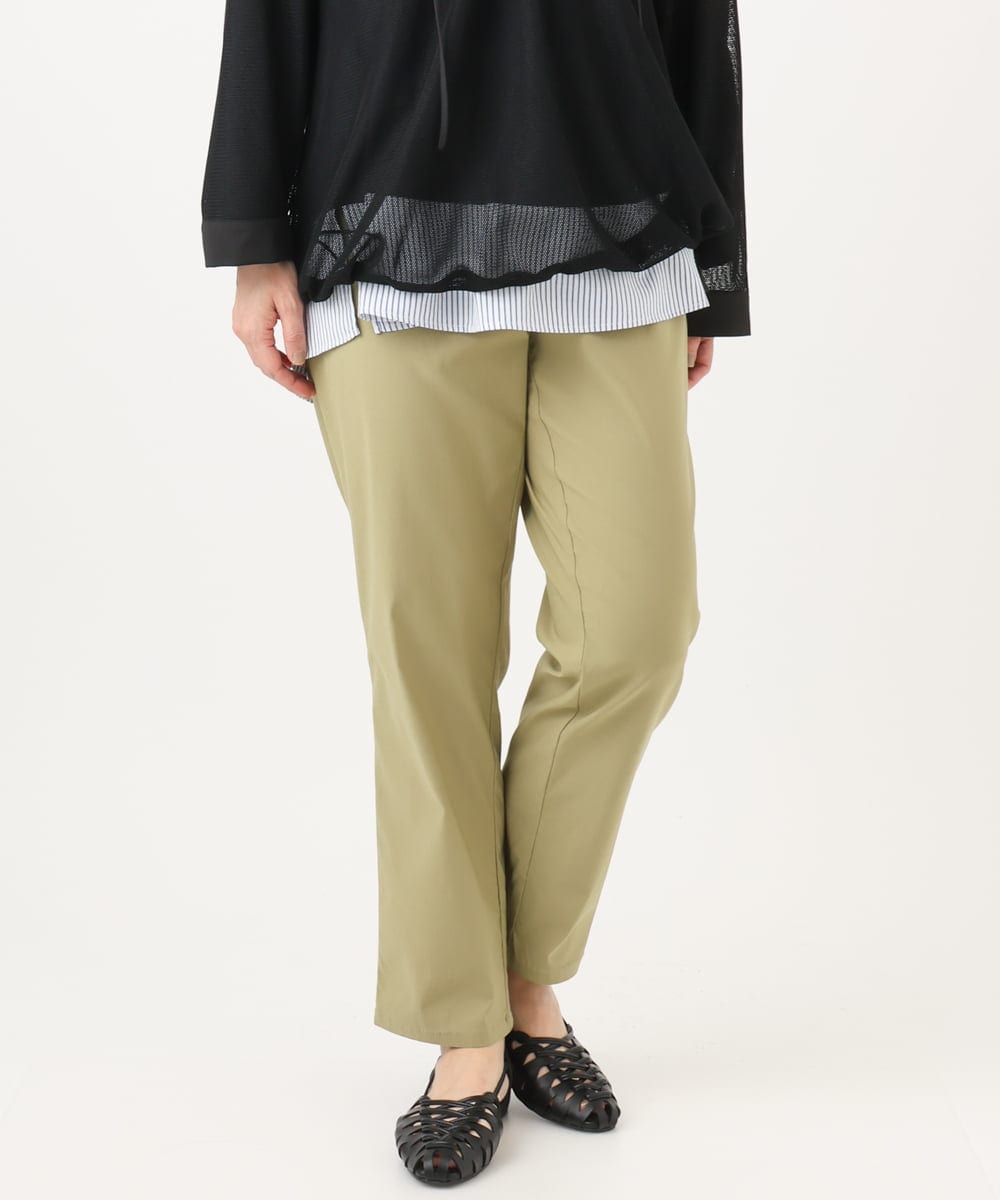 OLLFD27089 eur3(エウルキューブ) 【大きいサイズ】さらさらストレッチストレートパンツ ライトグリーン(30)