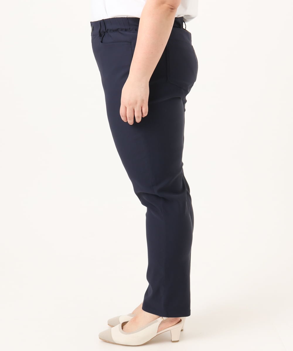 OLLFD27089 eur3(エウルキューブ) 【WEB先行販売】【大きいサイズ】さらさらストレッチストレートパンツ ネイビー(57)