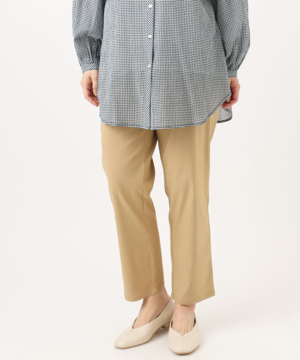 OLLFD27089 eur3(エウルキューブ) 【大きいサイズ】さらさらストレッチストレートパンツ ベージュ(82)