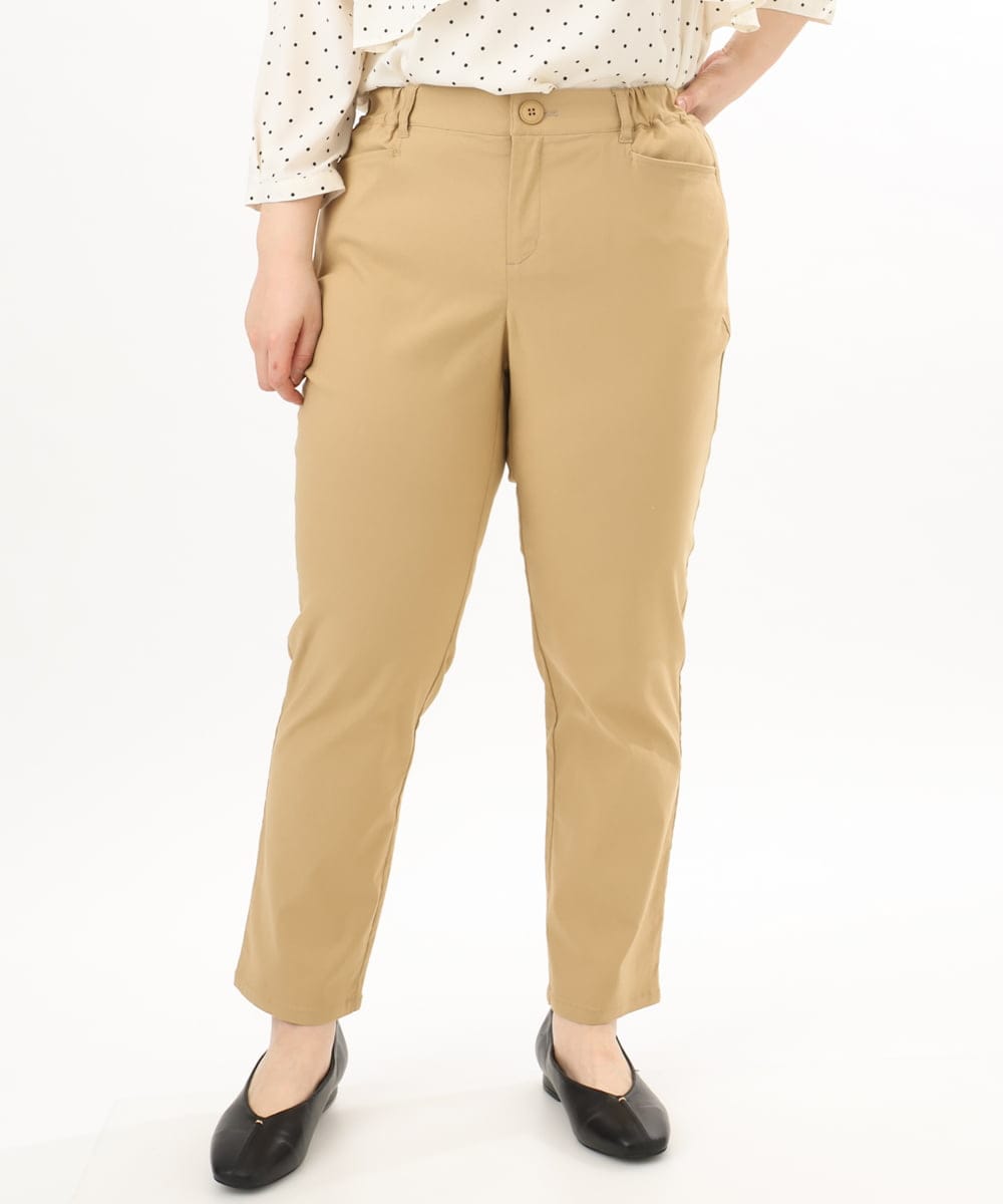 OLLFD27089 eur3(エウルキューブ) 【大きいサイズ】さらさらストレッチストレートパンツ ベージュ(82)