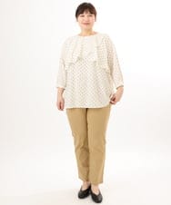 OLLFD27089 eur3(エウルキューブ) 【大きいサイズ】さらさらストレッチストレートパンツ ベージュ(82)