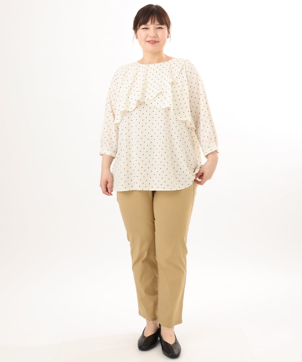 OLLFD27089 eur3(エウルキューブ) 【大きいサイズ】さらさらストレッチストレートパンツ ベージュ(82)