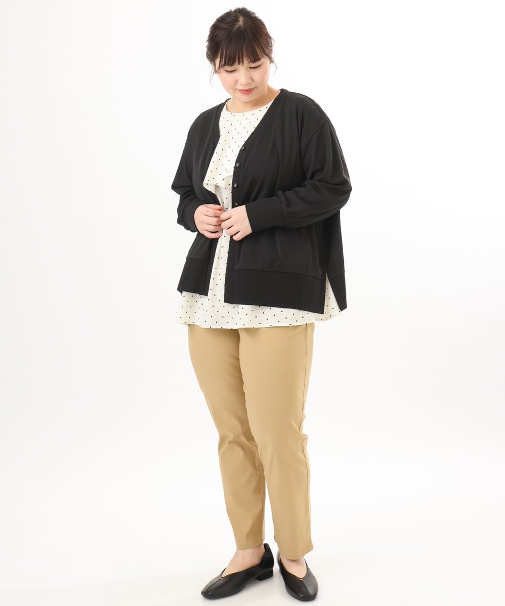 OLLFD27089 eur3(エウルキューブ) 【大きいサイズ】さらさらストレッチストレートパンツ ベージュ(82)