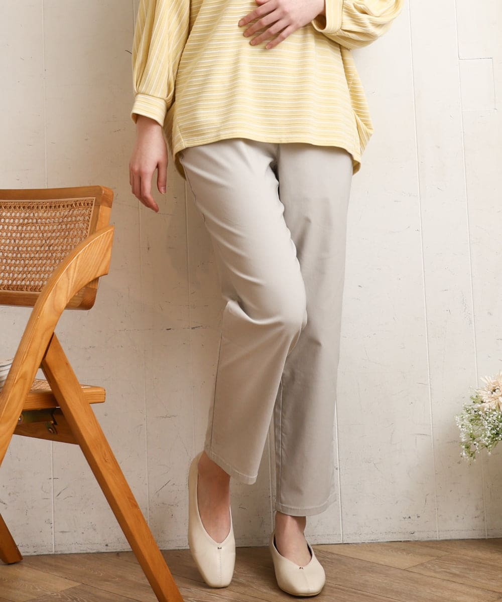 OLLFD27089 eur3(エウルキューブ) 【大きいサイズ】さらさらストレッチストレートパンツ グレージュ(89)