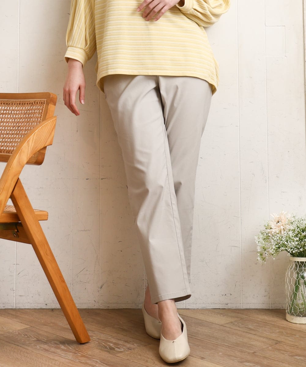 OLLFD27089 eur3(エウルキューブ) 【大きいサイズ】さらさらストレッチストレートパンツ グレージュ(89)