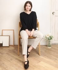 OLLFD27089 eur3(エウルキューブ) 【WEB先行販売】【大きいサイズ】さらさらストレッチストレートパンツ グレージュ(89)