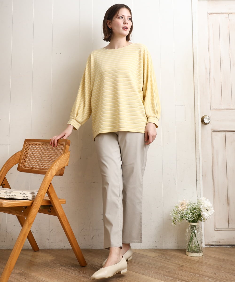 OLLFD27089 eur3(エウルキューブ) 【大きいサイズ】さらさらストレッチストレートパンツ グレージュ(89)