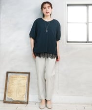 OLLFD27089 eur3(エウルキューブ) 【大きいサイズ】さらさらストレッチストレートパンツ グレージュ(89)