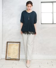 OLLFD27089 eur3(エウルキューブ) 【大きいサイズ】さらさらストレッチストレートパンツ グレージュ(89)