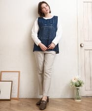 OLLFD27089 eur3(エウルキューブ) 【WEB先行販売】【大きいサイズ】さらさらストレッチストレートパンツ グレージュ(89)