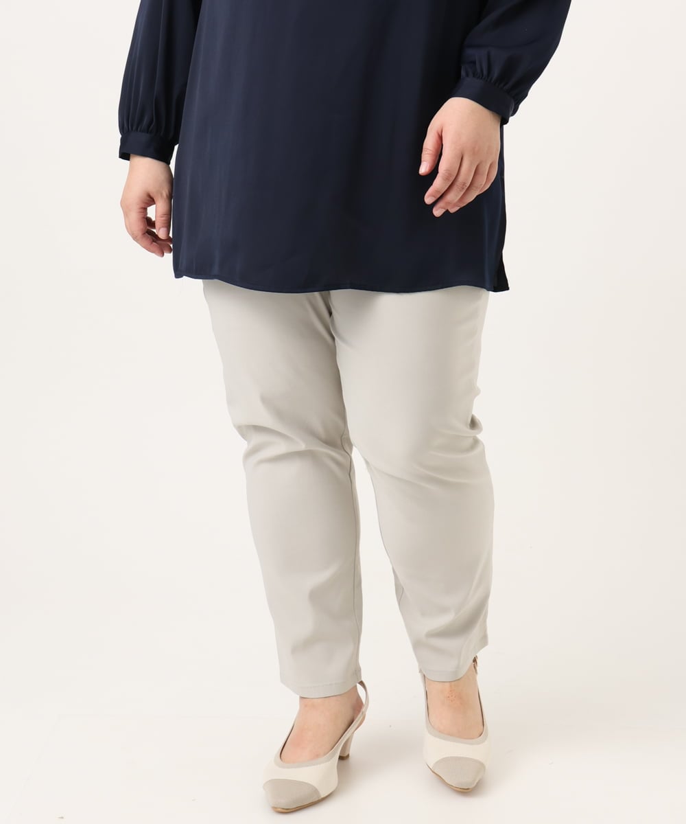 OLLFD27089 eur3(エウルキューブ) 【WEB先行販売】【大きいサイズ】さらさらストレッチストレートパンツ グレージュ(89)