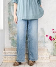 OLLFD28109 eur3(エウルキューブ) 【WEB先行販売】【大きいサイズ】ワイドストレートデニム ブルー