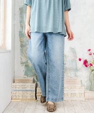 OLLFD28109 eur3(エウルキューブ) 【WEB先行販売】【大きいサイズ】ワイドストレートデニム ブルー