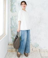 OLLFD28109 eur3(エウルキューブ) 【WEB先行販売】【大きいサイズ】ワイドストレートデニム ブルー