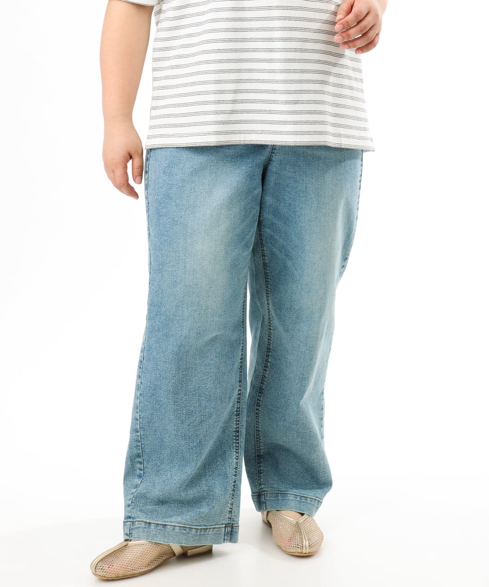 OLLFD28109 eur3(エウルキューブ) 【WEB先行販売】【大きいサイズ】ワイドストレートデニム ブルー