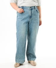 OLLFD28109 eur3(エウルキューブ) 【WEB先行販売】【大きいサイズ】ワイドストレートデニム ブルー