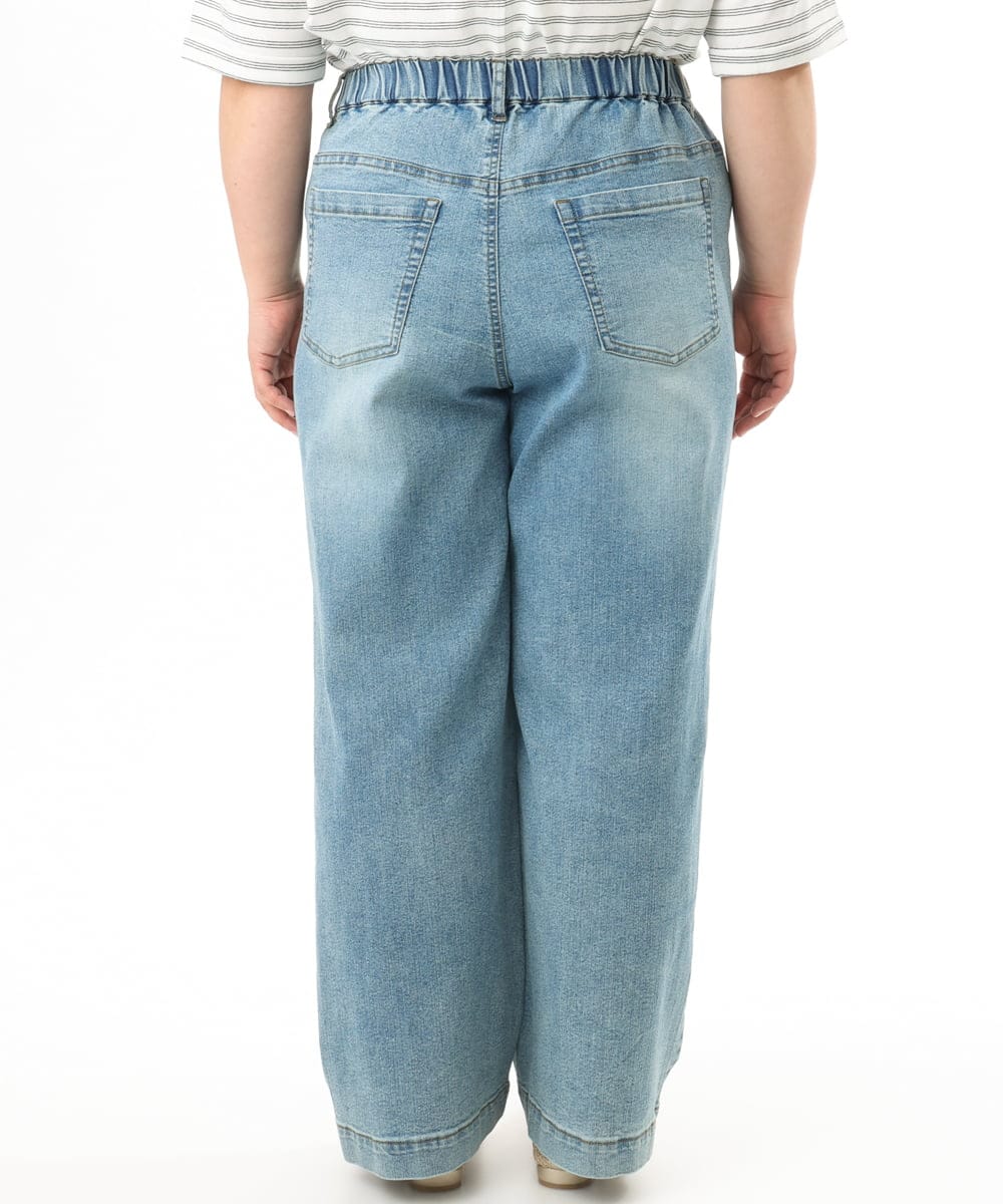 OLLFD28109 eur3(エウルキューブ) 【WEB先行販売】【大きいサイズ】ワイドストレートデニム ブルー