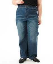 OLLFD28109 eur3(エウルキューブ) 【WEB先行販売】【大きいサイズ】ワイドストレートデニム ネイビー