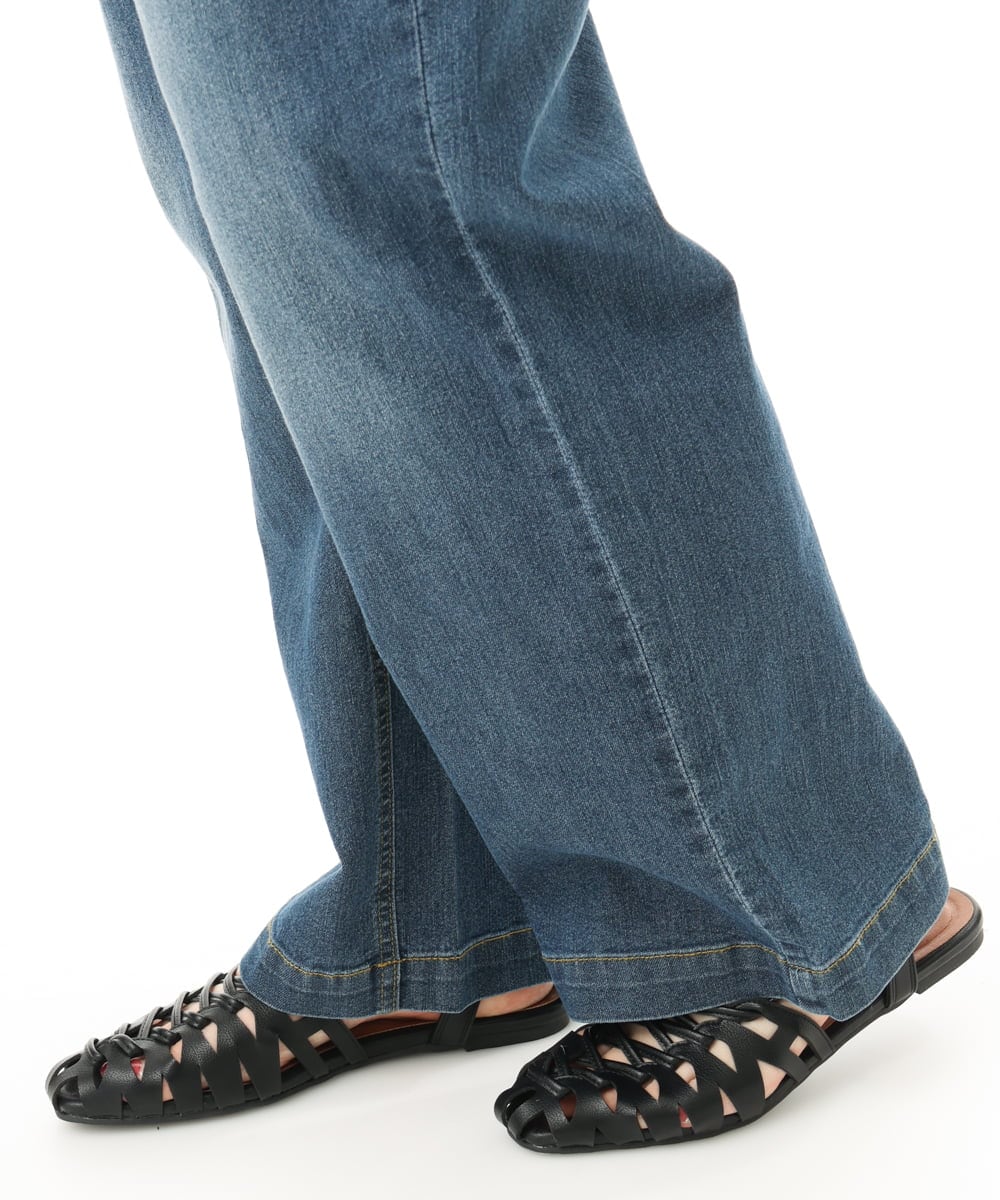 OLLFD28109 eur3(エウルキューブ) 【WEB先行販売】【大きいサイズ】ワイドストレートデニム ネイビー