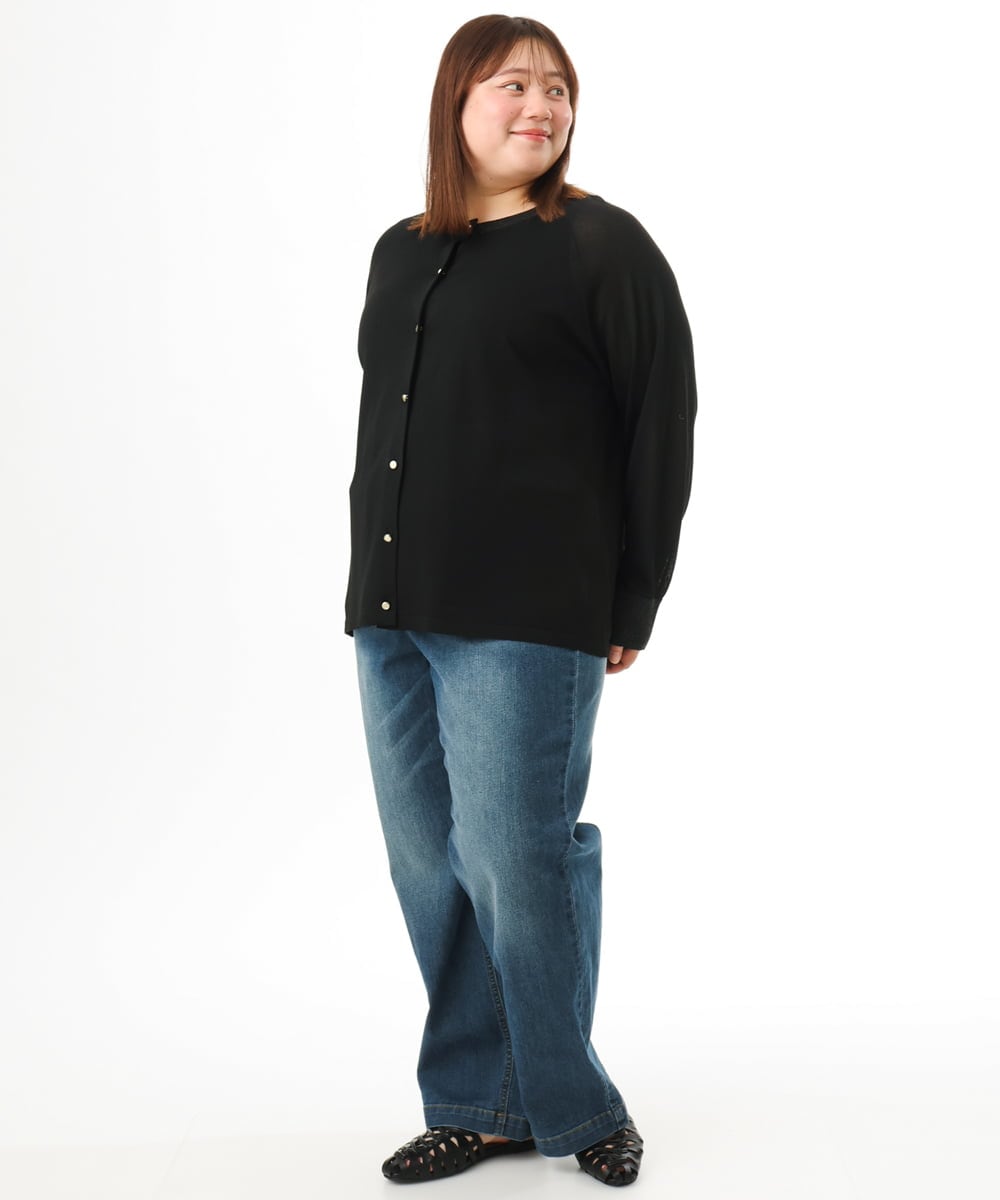 OLLFD28109 eur3(エウルキューブ) 【WEB先行販売】【大きいサイズ】ワイドストレートデニム ネイビー