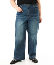 OLLFD28109 eur3(エウルキューブ) 【WEB先行販売】【大きいサイズ】ワイドストレートデニム ネイビー