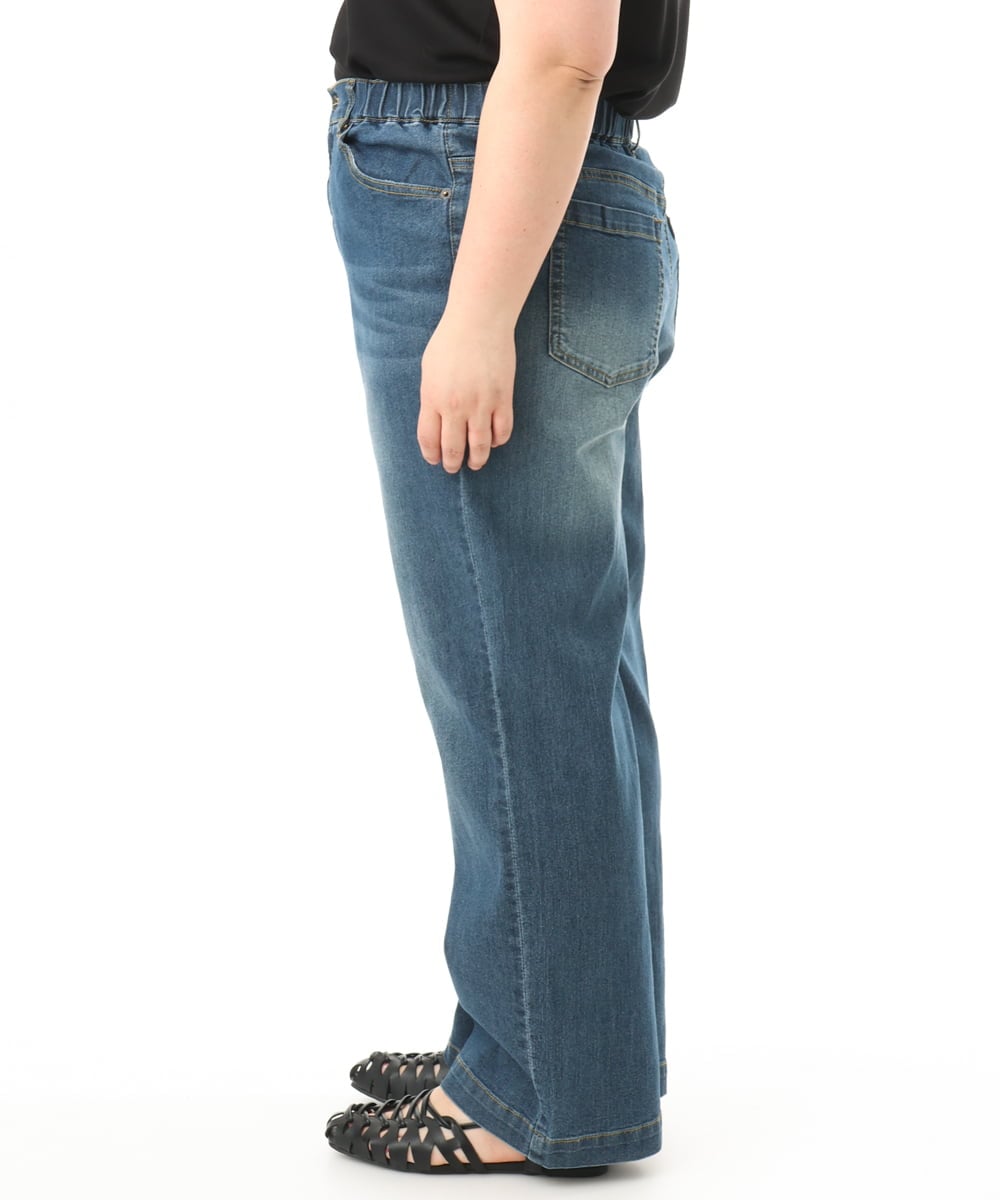 OLLFD28109 eur3(エウルキューブ) 【WEB先行販売】【大きいサイズ】ワイドストレートデニム ネイビー