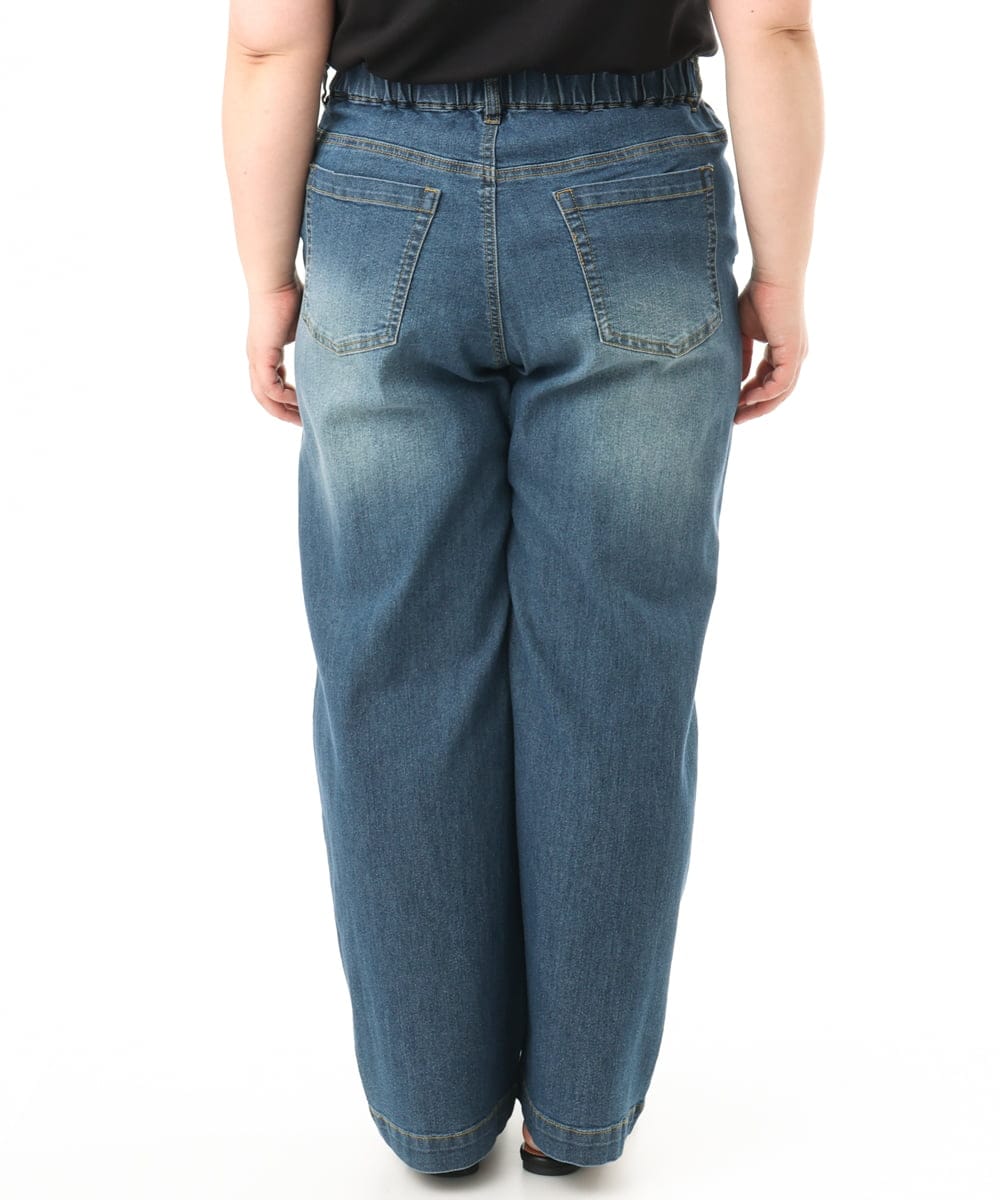 OLLFD28109 eur3(エウルキューブ) 【WEB先行販売】【大きいサイズ】ワイドストレートデニム ネイビー