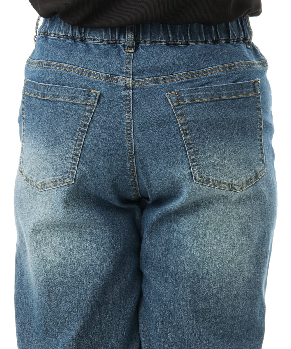 OLLFD28109 eur3(エウルキューブ) 【WEB先行販売】【大きいサイズ】ワイドストレートデニム ネイビー