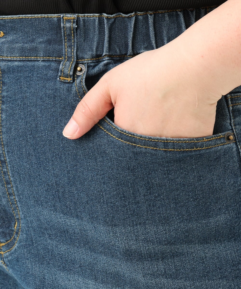 OLLFD28109 eur3(エウルキューブ) 【WEB先行販売】【大きいサイズ】ワイドストレートデニム ネイビー