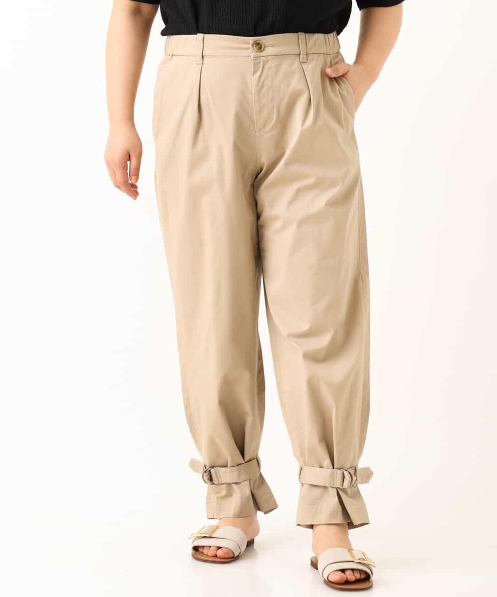 OLLFM18090 eur3(エウルキューブ) 【大きいサイズ】裾ベルトデザイン2wayチノパンツ ベージュ