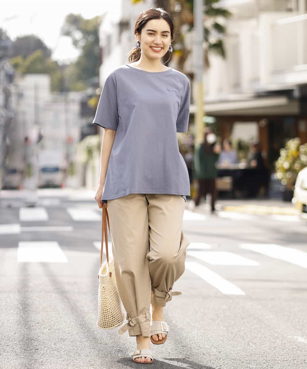 OLLFM18090 eur3(エウルキューブ) 【大きいサイズ】裾ベルトデザイン2wayチノパンツ ベージュ