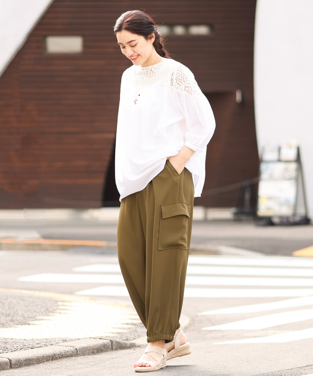 OLLFS22110 eur3(エウルキューブ) 【大きいサイズ】カーゴパンツ カーキ(36)