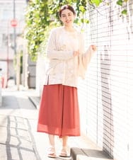 OLLFS23085 eur3(エウルキューブ) 【大きいサイズ】スラブワイドパンツ レッド(05)