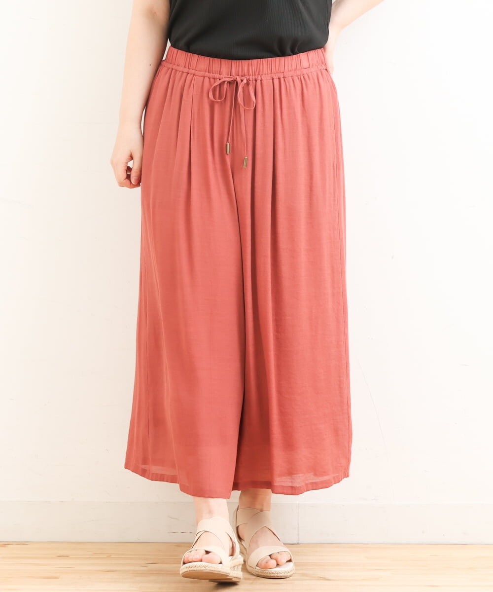 OLLFS23085 eur3(エウルキューブ) 【大きいサイズ】スラブワイドパンツ レッド(05)