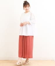 OLLFS23085 eur3(エウルキューブ) 【大きいサイズ】スラブワイドパンツ レッド(05)