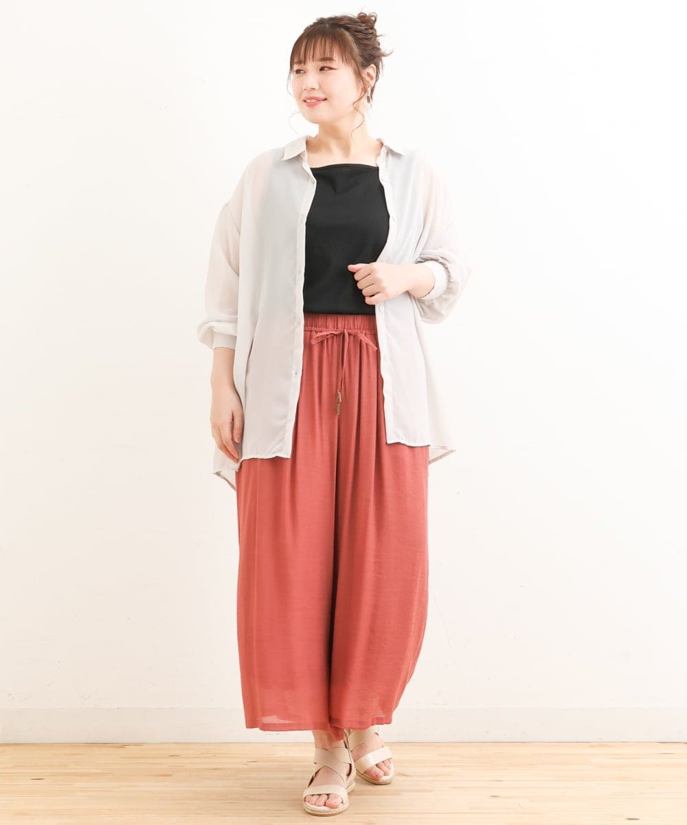 OLLFS23085 eur3(エウルキューブ) 【大きいサイズ】スラブワイドパンツ レッド(05)